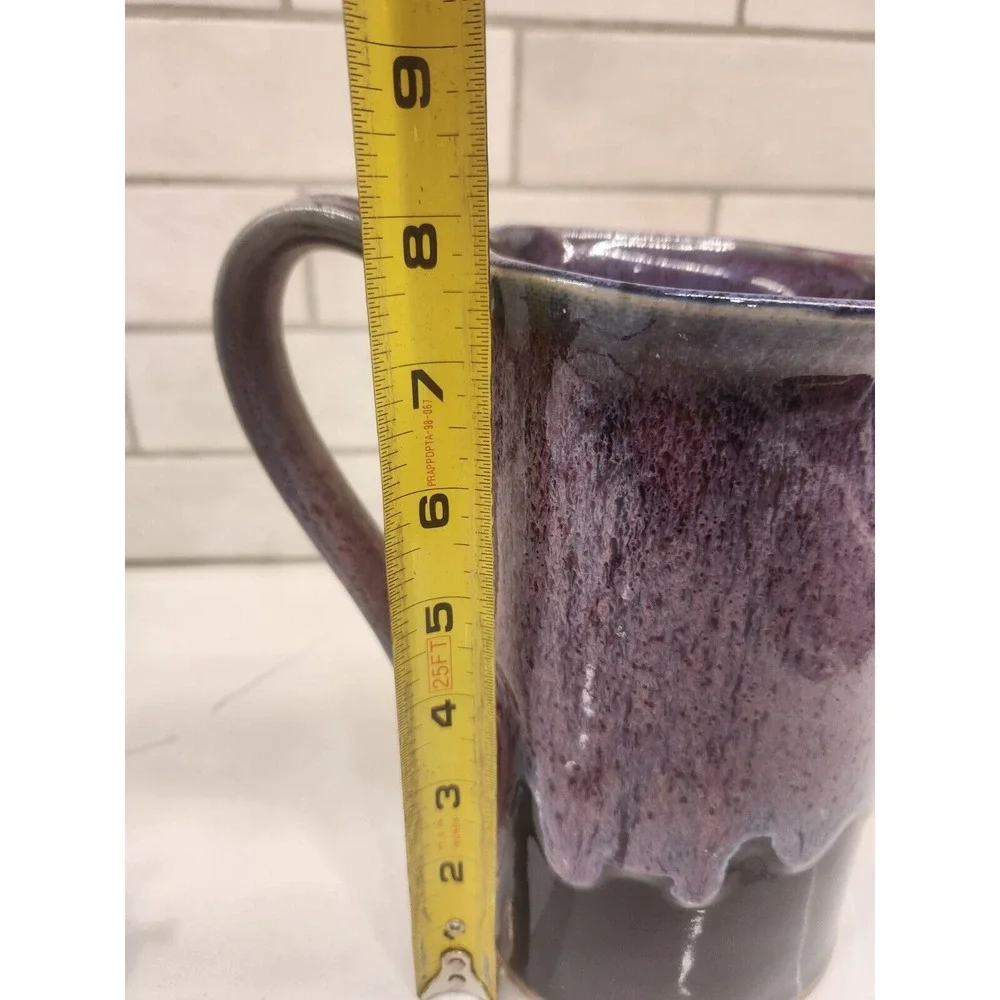 Bay Pottery Virginia‎ Pitcher Vintage 8 Inch Tall Purple Drip Glazed EUC